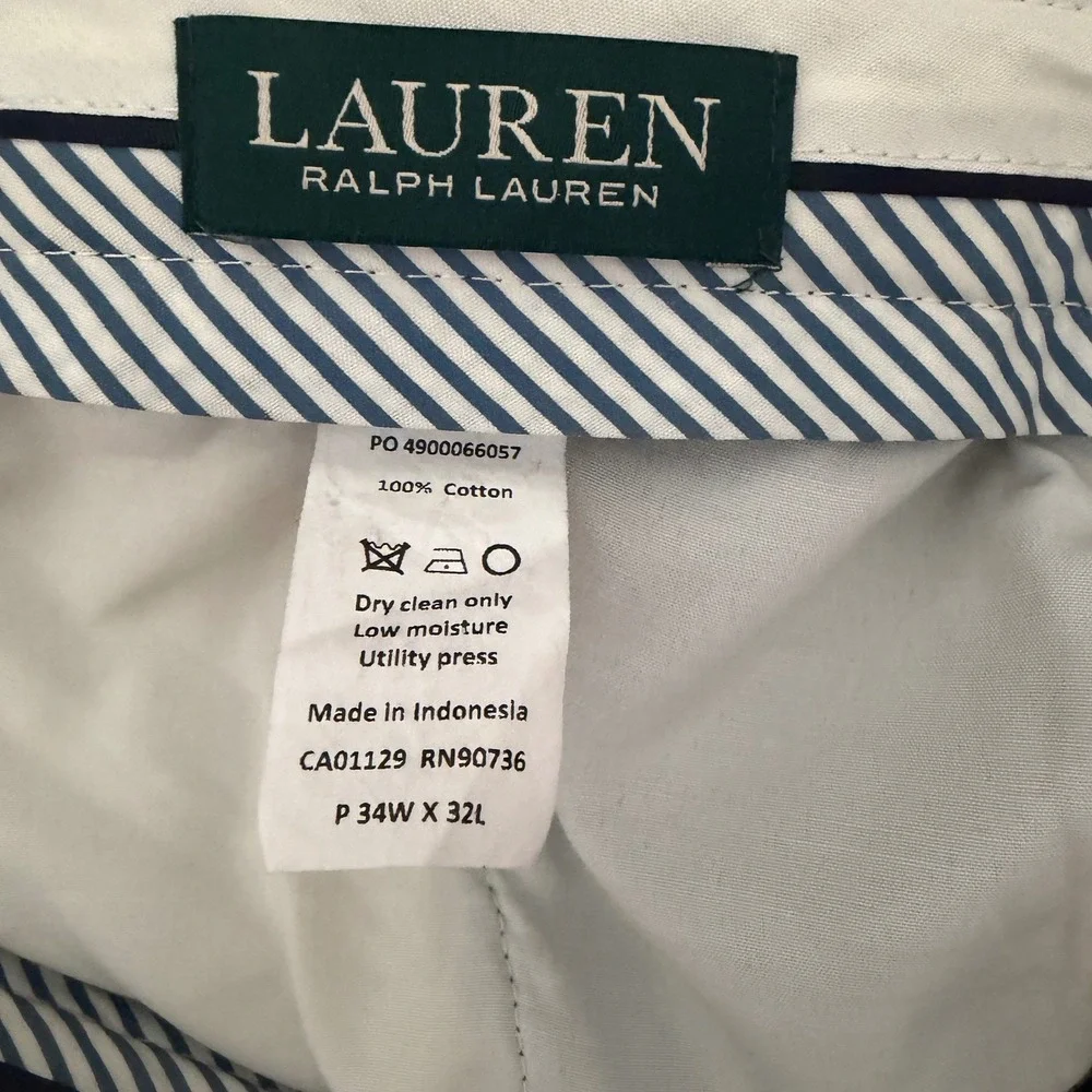 Lauren Ralph Lauren Mens Black Corduroy Pants Straight Leg Cotton 34W x 32L‎